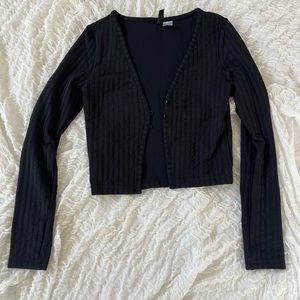 Cropped Black Button Cardigan